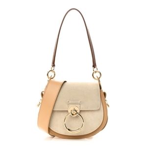 Chloe Calfskin Suede Small Tess Bag Soft Tan and card holder